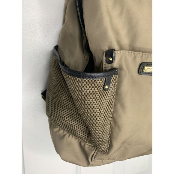 Madden Girl Olive Green Backpack With Mesh Pockets & Leather Trim - Picture 5 of 9